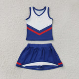 GSD4202 girls team navy white red  sleeveless skirt outfits yoga
