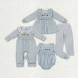 Matching fall pumpkin long sleeves clothing embroidery