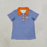 Matching Baby boys stripe button short sleeve top embroidery