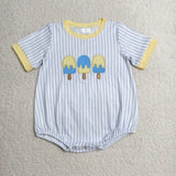 Matching  Baby boys Ice lolly  stripe romper outfits embroidery