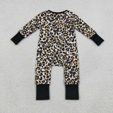 LR3242 baby boys halloween leopard long sleeve zipper romper