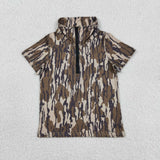 BT1721 Boys camo short sleeve zipper shirt  top