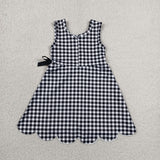 Matching Baby girls checkered bow sleeveless scalloped dress yoga