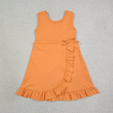 GSD3767 girls orange sleeveless floral dress yoga
