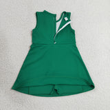 GSD3742 girls solid green sleeveless dress yoga