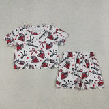 Matching Baby girls team short sleeve scalloped shorts outfits