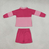 GLS0106 Girls stripe rose zipper long sleeve shorts Outfits yoga