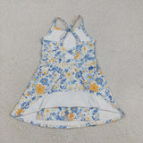 GSD3565 girls blue flower slip Dress yoga