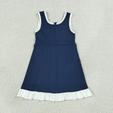 GSD4145 girls navy white sleeveless floral dress yoga