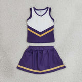GSD4193 girls purple white golden sleeveless skirt outfits yoga