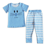 2.99 Short sleeve bunny  blue pink boys easter pajamas