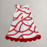 Matching Baby girls softball sleeveless bow scalloped dress yoga