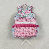 BA0099--High quality  purple floral print backpack