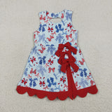 GSD3875 girls July Fourth red bow sleeveless dress yoga