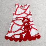 Matching Baby girls softball sleeveless bow scalloped dress yoga