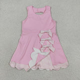 GSD3315 girls pink sleeveless bow scalloped dress yoga