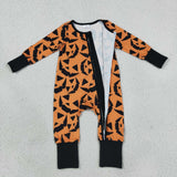 LR3243 baby boys halloween smile long sleeve zipper romper