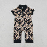 Matching Baby boys camo button long sleeve romper