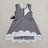 GSD3777 girls black checkered sleeveless bow dress yoga