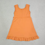 GSD3767 girls orange sleeveless floral dress yoga