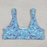 S0575 Adult women blue Ice cream waffles swimsuit top