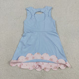 GSD3030 girls  pink bow blue sleeveless Dress yoga