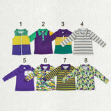 Matching Baby boys Mardi Gras button short sleeves shirt  tops
