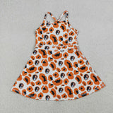 GSD3634 girls doge orange leopard team dress yoga