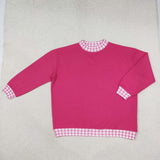 Family Matching Adult solid long sleeve plaid mock neck top cotton
