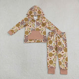 Matching boys girls falll pumpkin navy short sleeve kids outfits embroidery