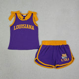 Matching Baby girls team sleeveless cotton bow shorts outfits vinyl