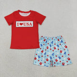 Matching  Baby boys girls i love usa July fourth clothing