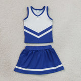 GSD4190 girls blue white sleeveless skirt outfits yoga