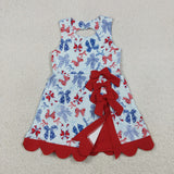 Matching Baby girls July Fourth bow sleeveless bow dress yoga