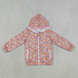 GT1661 baby girls pumpkin bow pink long sleeve hooded coat top