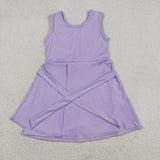 GSD3881 girls solid purple bow sleeveless dress yoga