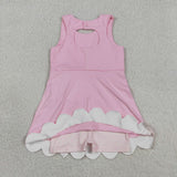GSD3315 girls pink sleeveless bow scalloped dress yoga