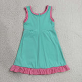 GSD4149  girls pink green sleeveless floral dress yoga