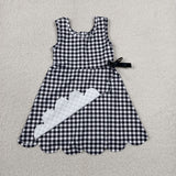 GSD3777 girls black checkered sleeveless bow dress yoga