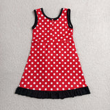 GSD4128 girls red white dot sleeveless dress yoga