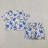 Matching Baby girls team short sleeve scalloped shorts outfits