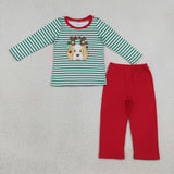 Matching boys girls Christmas deer kids clothing embroidery