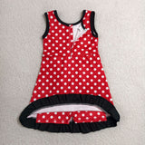 GSD4128 girls red white dot sleeveless dress yoga