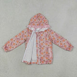 GT1661 baby girls pumpkin bow pink long sleeve hooded coat top