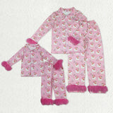 Matching winter Christmas bow clothing  adult kids furry pajamas