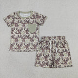 Matching Baby boys camo pocket short sleeve summer outfits