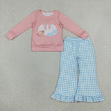 Matching girls pumpkin mouse long sleeve plaid clothing embroidery