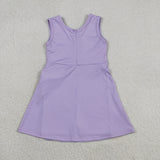 GSD3881 girls solid purple bow sleeveless dress yoga