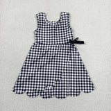 Matching Baby girls checkered bow sleeveless scalloped dress yoga
