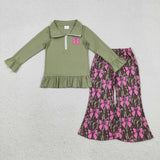 Matching Girls Valentine's long-sleeved love long sleeve zipper outfits embroidery